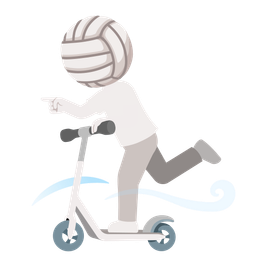 kick scooter and volleyball