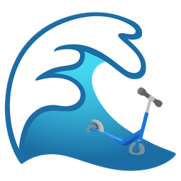 kick scooter and water wave