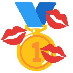 kiss mark and 1st place medal