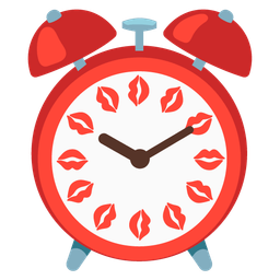 kiss mark and alarm clock