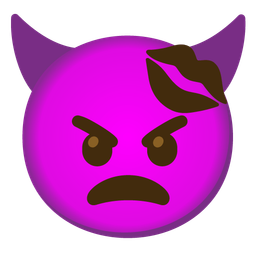 kiss mark and angry face with horns