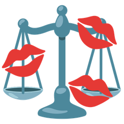 kiss mark and balance scale