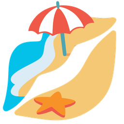 kiss mark and beach with umbrella