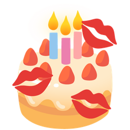 kiss mark and birthday cake