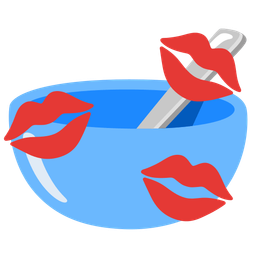 kiss mark and bowl with spoon