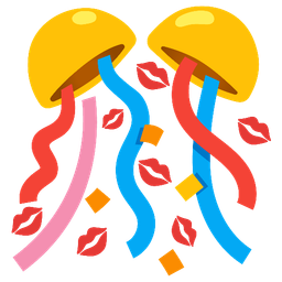 kiss mark and confetti ball