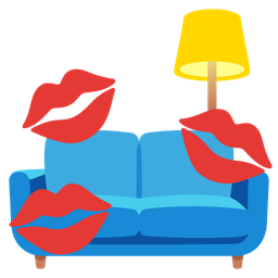 kiss mark and couch and lamp