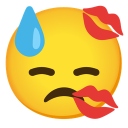 kiss mark and downcast face with sweat