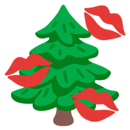 kiss mark and evergreen tree