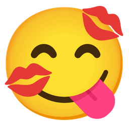 Kiss mark and Face savoring food