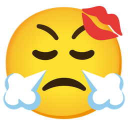 kiss mark and face with steam from nose