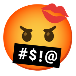 kiss mark and face with symbols on mouth