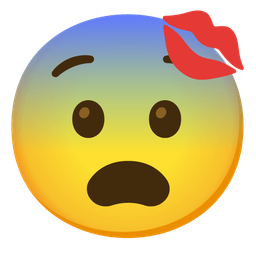 kiss mark and fearful face