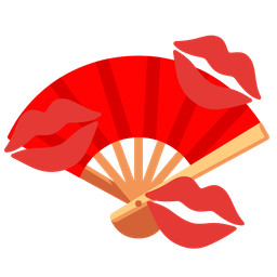 kiss mark and folding hand fan