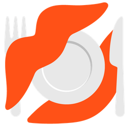 kiss mark and fork and knife with plate