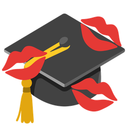 kiss mark and graduation cap