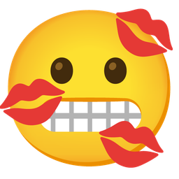 kiss mark and grimacing face