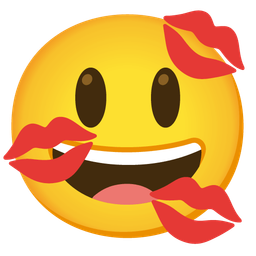 Kiss mark and Grinning face with big eyes