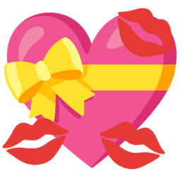 kiss mark and heart with ribbon