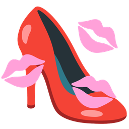 kiss mark and high-heeled shoe