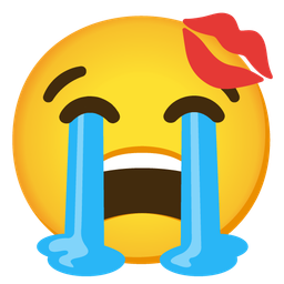 kiss mark and loudly crying face