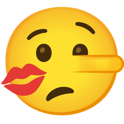 kiss mark and lying face