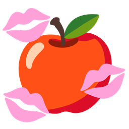 kiss mark and red apple
