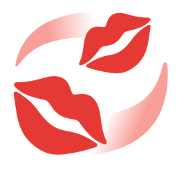 kiss mark and revolving hearts