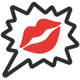 kiss mark and right anger bubble