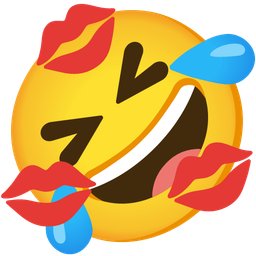 Kiss mark and Rolling on the floor laughing