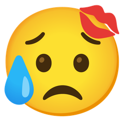 kiss mark and sad but relieved face