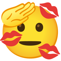 kiss mark and saluting face