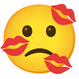 kiss mark and slightly frowning face