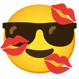 kiss mark and smiling face with sunglasses