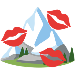 kiss mark and snow-capped mountain