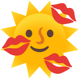 kiss mark and sun with face