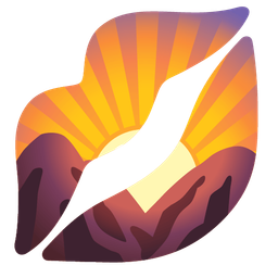 kiss mark and sunrise over mountains