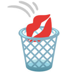 kiss mark and wastebasket