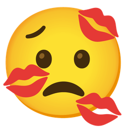 kiss mark and worried face