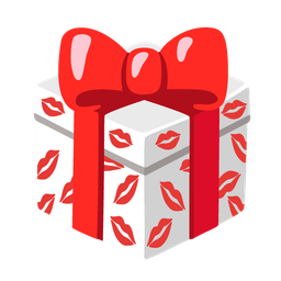 kiss mark and wrapped gift