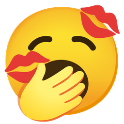 kiss mark and yawning face