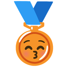 kissing face with closed eyes and 3rd place medal