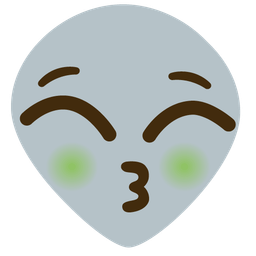 kissing face with closed eyes and alien