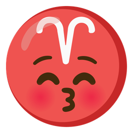 kissing face with closed eyes and Aries