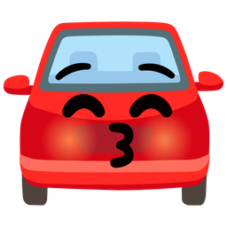 kissing face with closed eyes and automobile