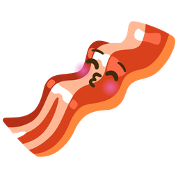 kissing face with closed eyes and bacon