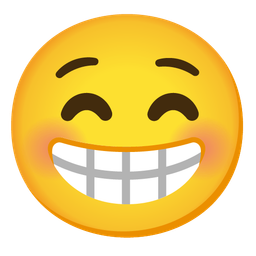 Kissing face with closed eyes and Beaming face with smiling eyes