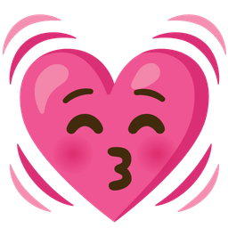 kissing face with closed eyes and beating heart