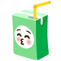 kissing face with closed eyes and beverage box
