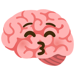 kissing face with closed eyes and brain